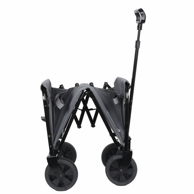 All-in-One Convertible Folding Utility Trolley with 4 Wheels, Bench Seat & Dog Leash