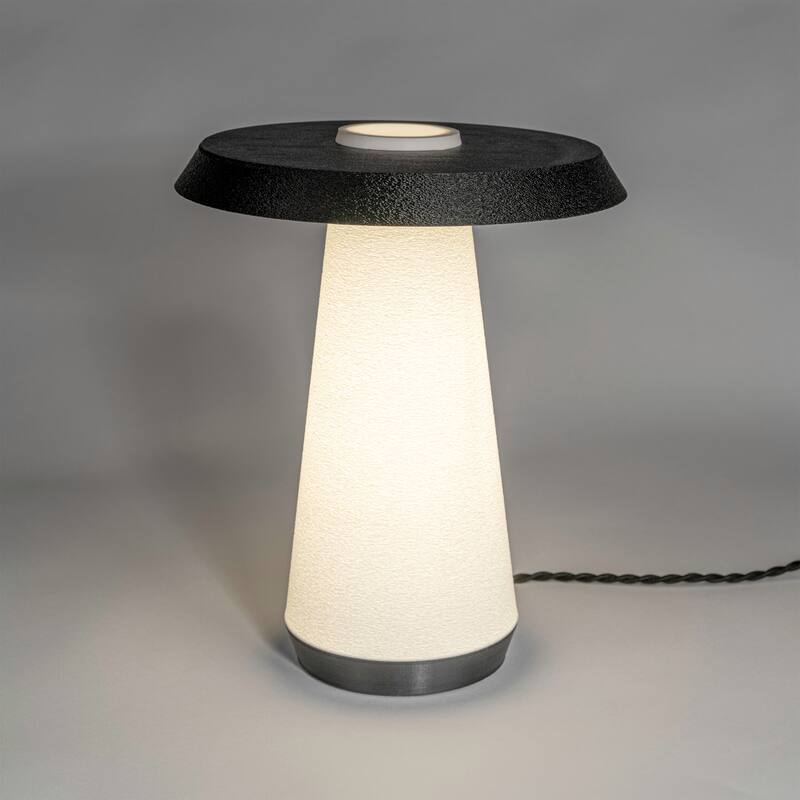 Enzo 12.25" Mid-Century Minimalist Plant-Based PLA 3D Printed Dimmable LED Table Lamp, by JONATHAN Y