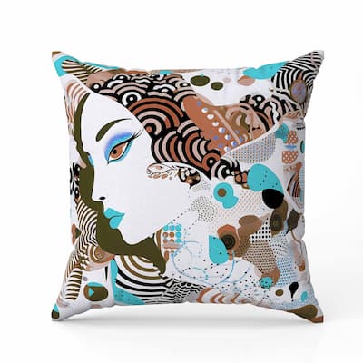 Modern Magic Indoor/Outdoor Reversible Throw Pillow Blue and Bronze