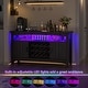 preview thumbnail 4 of 7, Farmhouse 47" Wine Bar Cabinet with Power Outlets & LED Lights, Industrial Coffee Bar Liquor Cabinet with Shelves & Wine Rack