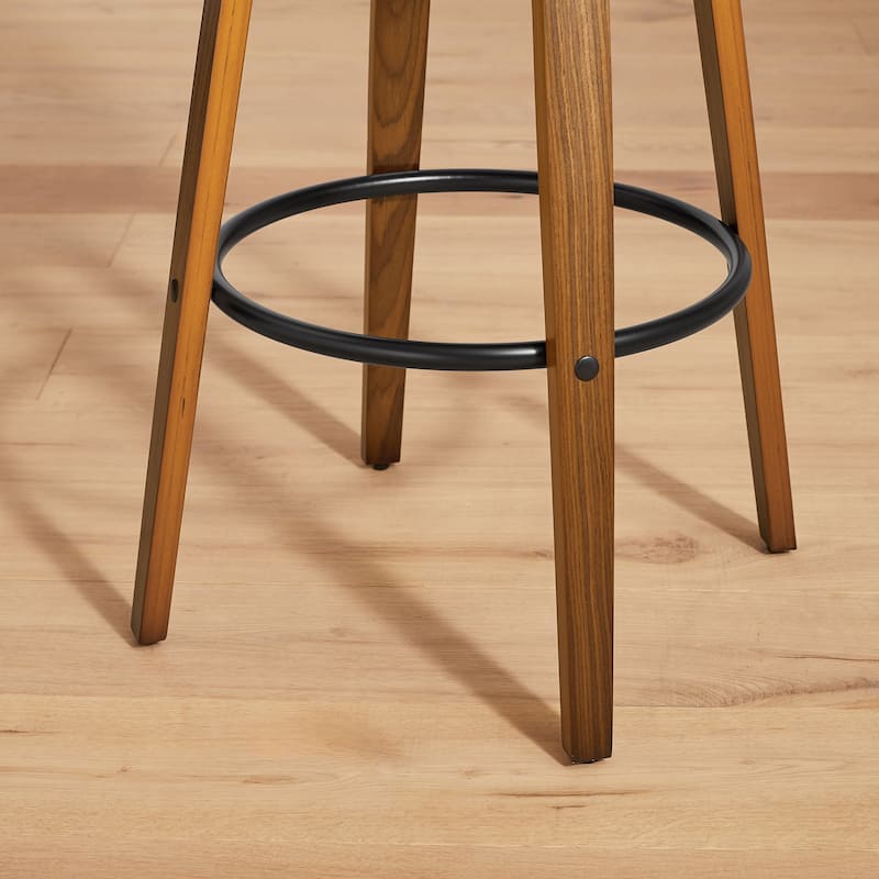 Art Leon Wood and Faux Leather Counter Height Barstool, Set of 2