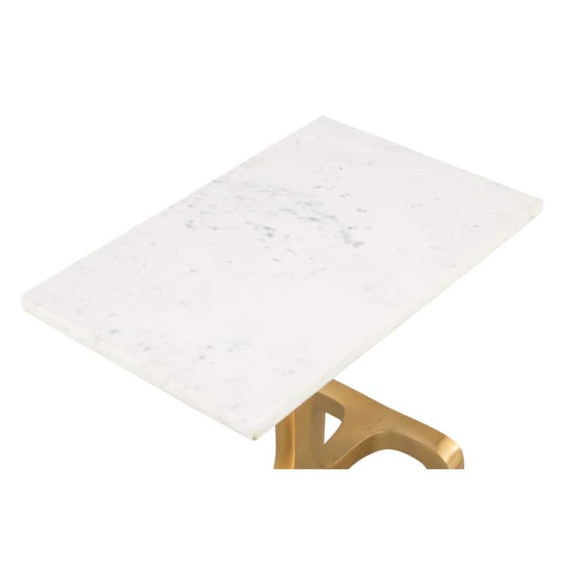 White Gold Marble Top Rectangular End Table with Aluminum Legs - 12” x 18” x 23” (D x W x H)
