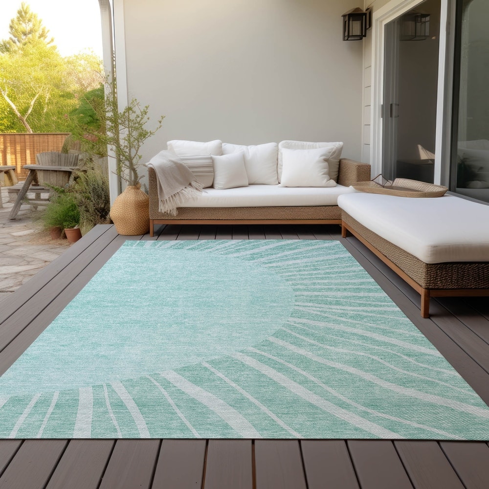 Machine Washable Indoor/ Outdoor ChantilleSunburst Modern Rug
