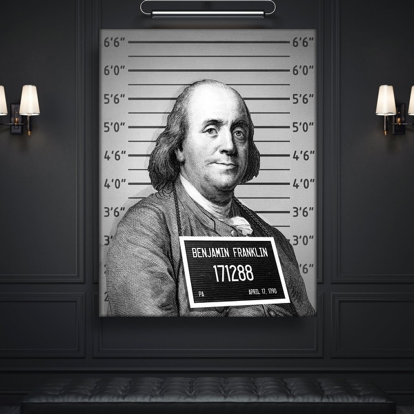 IKONICK Mug Shot Money ( Benjamin Franklin ) Canvas Art