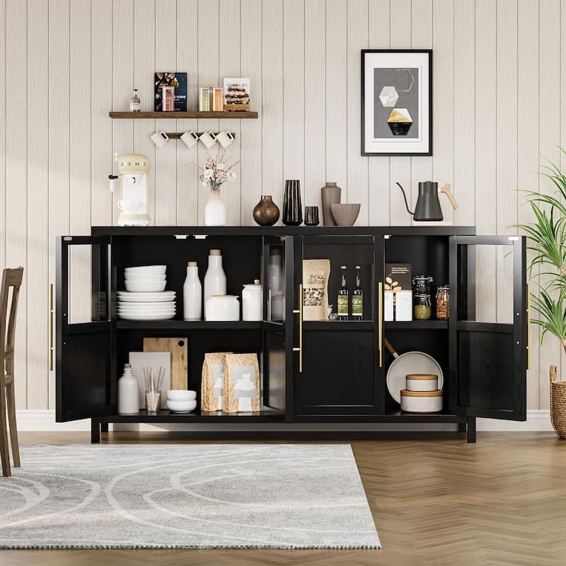 Large Buffet Cabinet with Storage, Sideboard Buffet Cabinet with Glass Doors