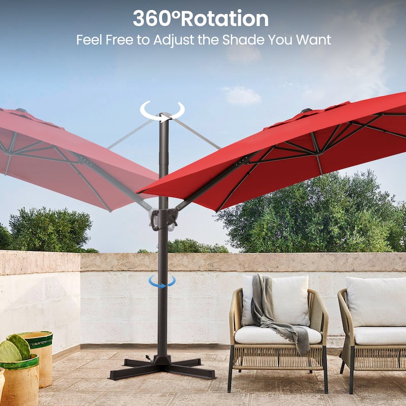 Pellebant Outdoor Patio 9 FT x 12 FT Cantilever-Offset Umbrella with Base