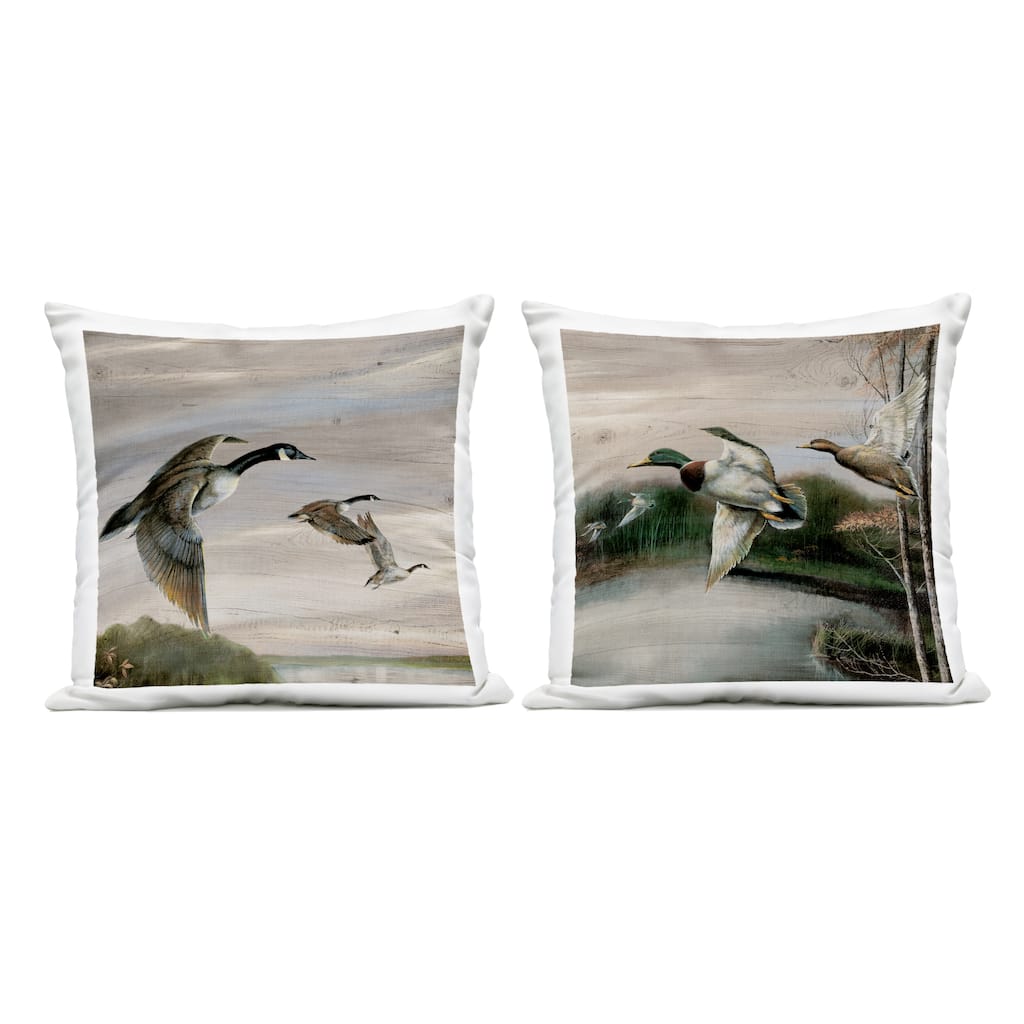 Stupell Geese & Ducks in Nature Printed Outdoor Throw Pillow Design by Ruane Manning (Set of 2)