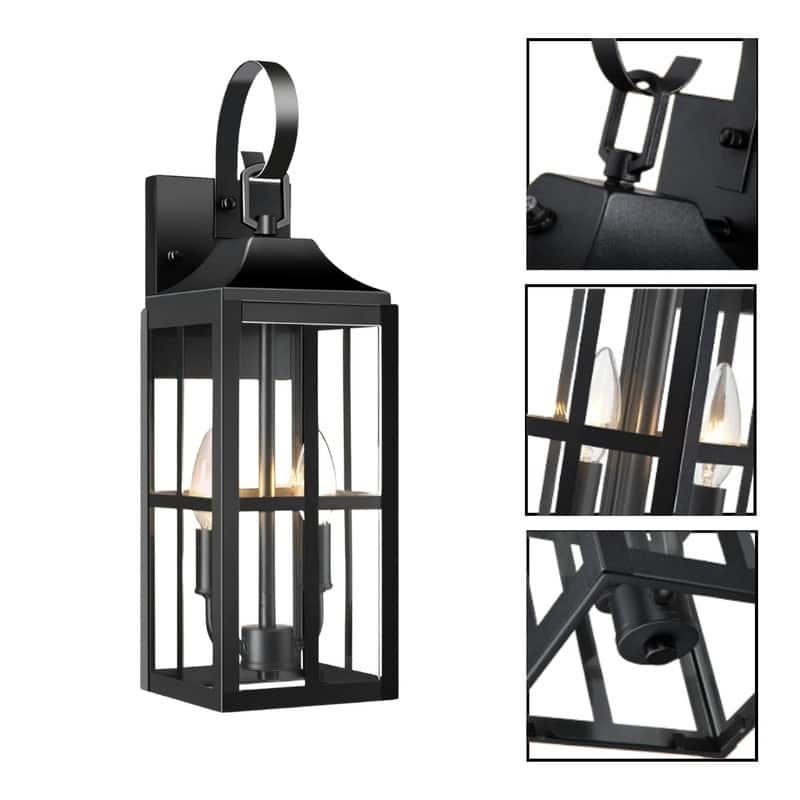 2 Pack light bulbs black light fixture aluminum, glass, metal wall sconce