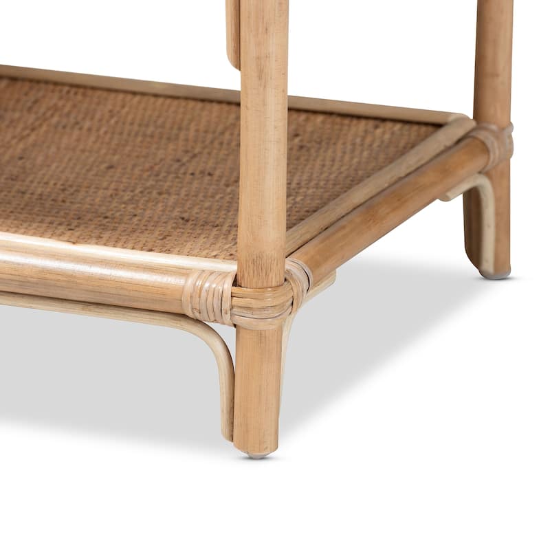 Redell Modern Bohemian Natural Brown Rattan 3-Tier Display Shelf