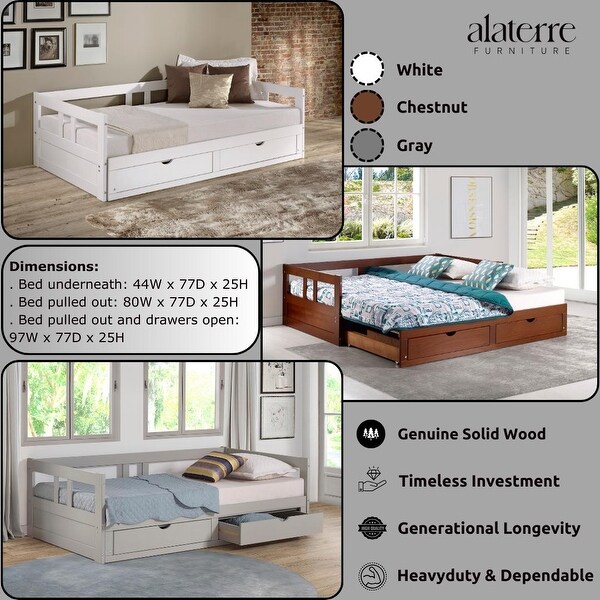 Melody Expandable Twin to King Trundle Daybed with 2 Storage Drawers Bed Bath Beyond 18105338