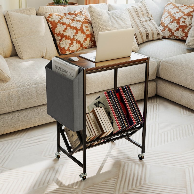 Costway Record Player Stand with Vinyl Record Storage & Side Storage - See Details