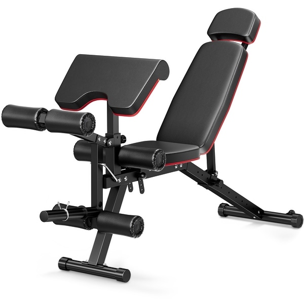 Soozier Adjustable Weight Bench with Rack for Dumbbells & Storage ...