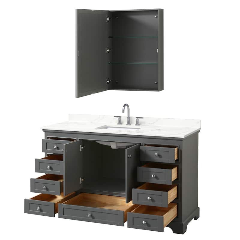 Deborah 60-inch Single Vanity, Quartz Top, Medicine Cabinet