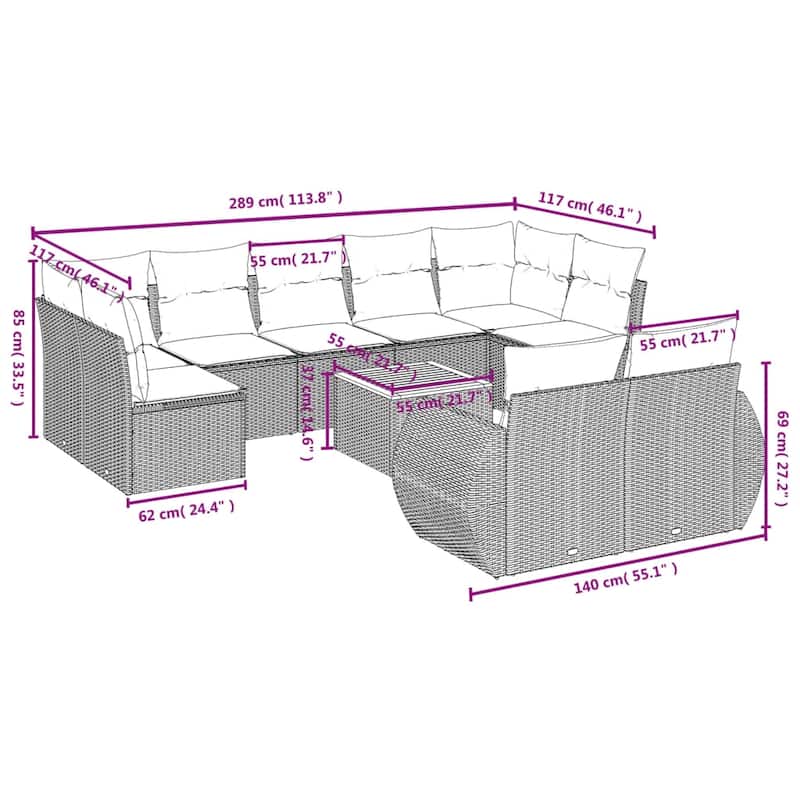vidaXL Garden Sofa Set Black