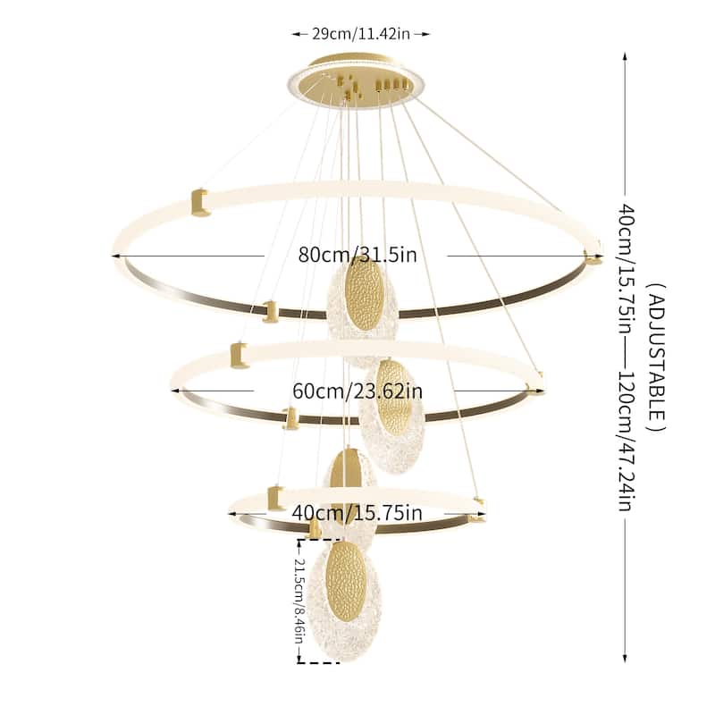 Indoor Acrylic Ring Chandelier Large Pendant Ceiling Light