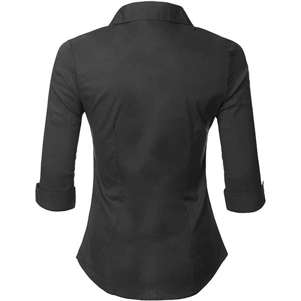 Womens Roll Up 3/4 Sleeve Button Down Shirt with Stretch Bed Bath & Beyond 30650900