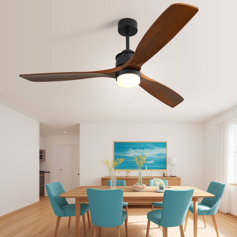 Large 60 Inch Ceiling Fan with Remote Control Farmhouse Wood Blade Ceiling Fans Indoor Outdoor