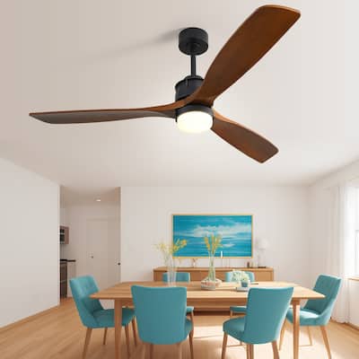 Large 60 Inch Ceiling Fan with Remote Control Farmhouse Wood Blade Ceiling Fans Indoor Outdoor