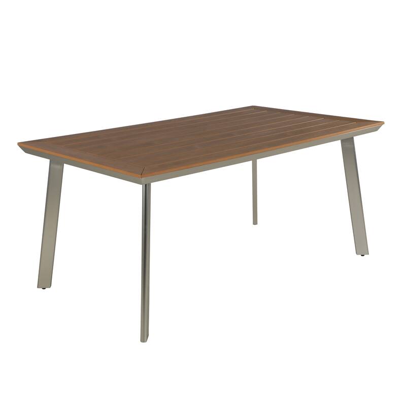 Leeds Outdoor Aluminum and Wood Dining Table by Christopher Knight Home - 63"W x 35.5"D x 28.75"H