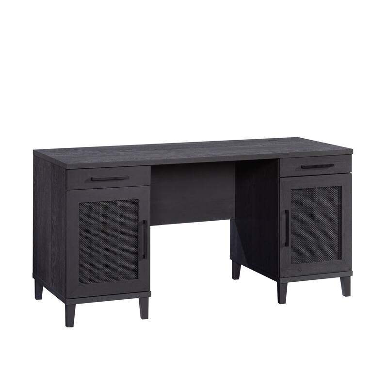 Engineered Wood Coastal Desk with Two Storages, Black