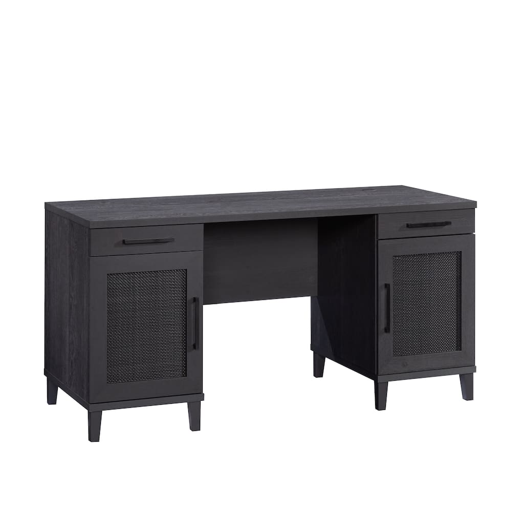 Engineered Wood Coastal Desk with Two Storages, Black