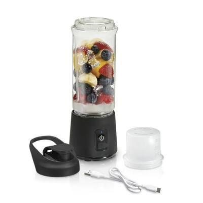 Portable Cordless Blender, 16 oz. Jar with Travel Lid, Black