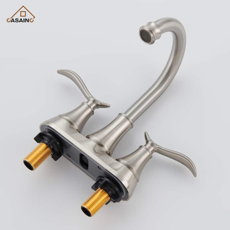 4 in. Centerset Double Handle Bathroom Faucet with Drain Kit Included