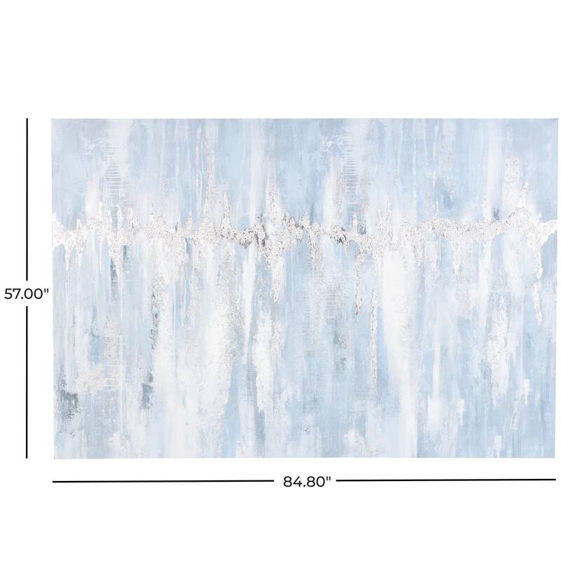 Wood Abstract Wall Art with Silver Details - Light Blue - Roche River Decor