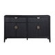 preview thumbnail 1 of 3, 2 Drawers and 4 Doors Wooden Sideboard Buffet with Storage Cabinet in Black Black