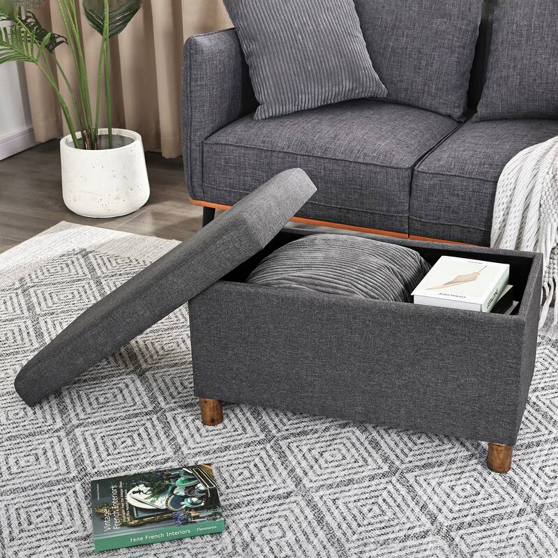Adeco 30 Inches Storage Ottoman Bench for Living Room