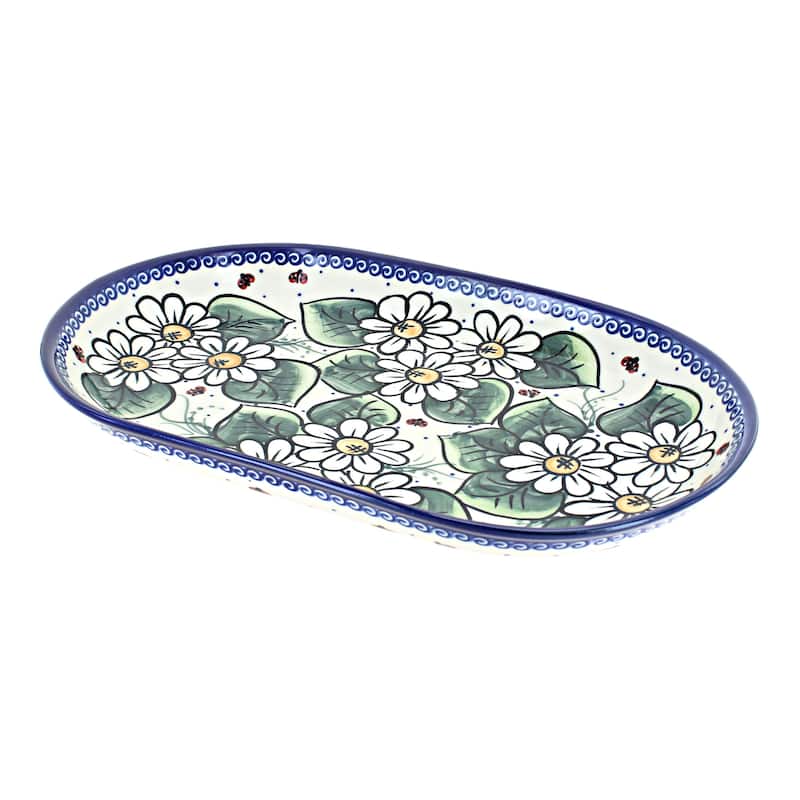 Blue Rose Polish Pottery 116 Vena Large Oval Serving Dish
