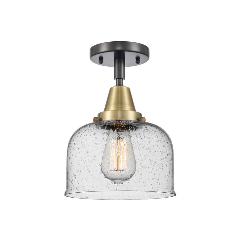 Innovations Lighting Caden Bell - 1 Light 8" Flush Mount - Black Antique Brass/Seedy