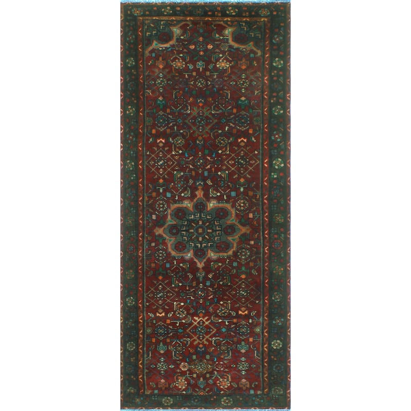 Fine Vintage Distressed Isphan Burgundy/Brown Runner - 3'4" x 8'1"