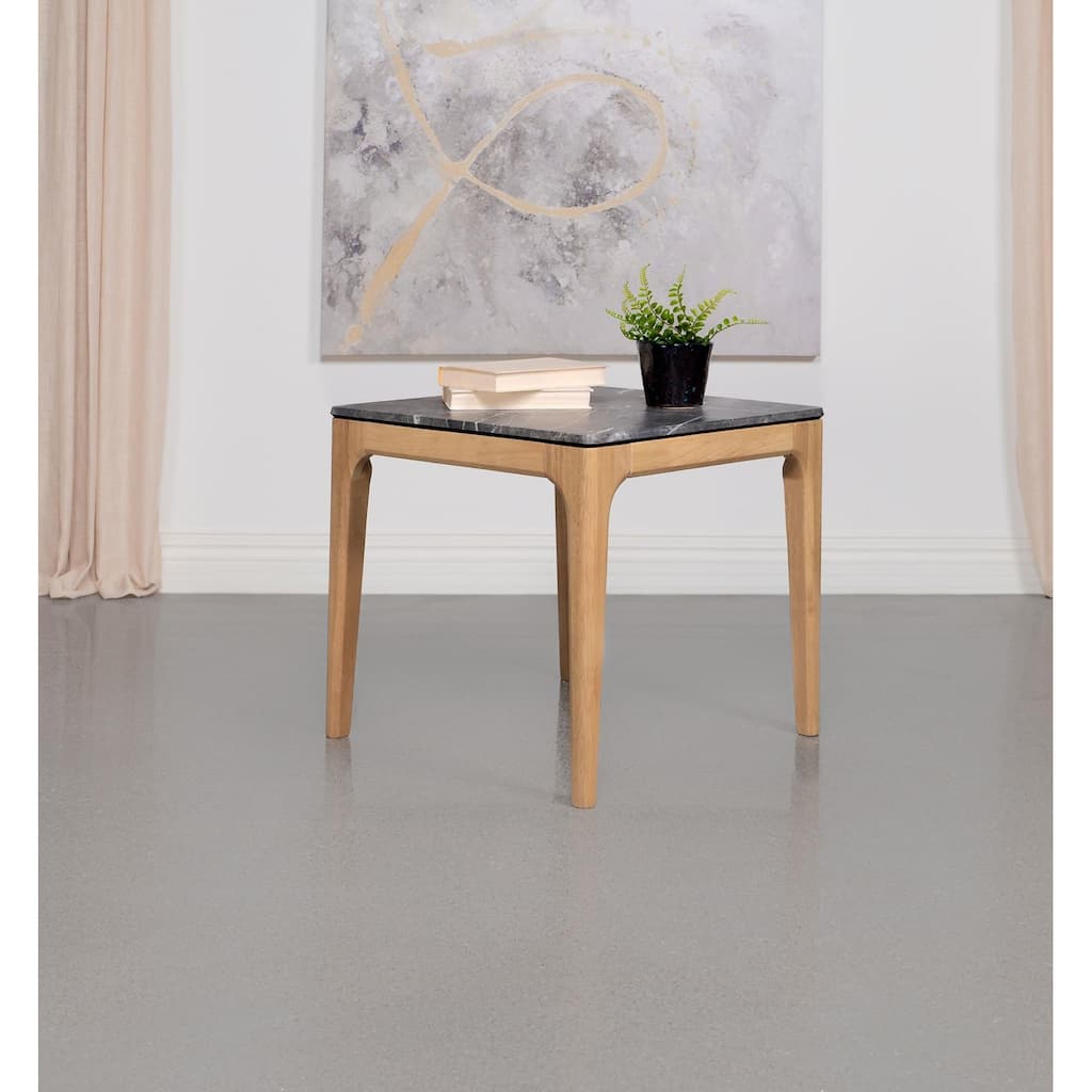 Blaine Grey End Table with Marble-like Top