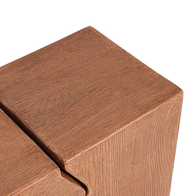 Roomfitters 2-Piece Rectangular MGO Side Table Set, Nesting Faux Wood Accent Tables for Indoor/Outdoor