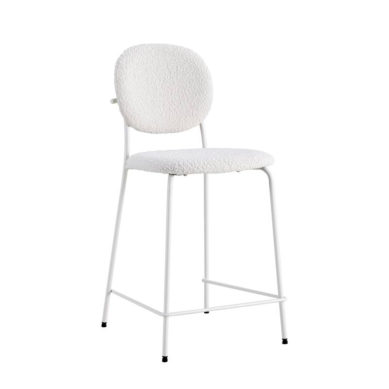 Carley Boucle Bar Height Stools (Set of 2) - Bar Height/Counter Height - White / White Base