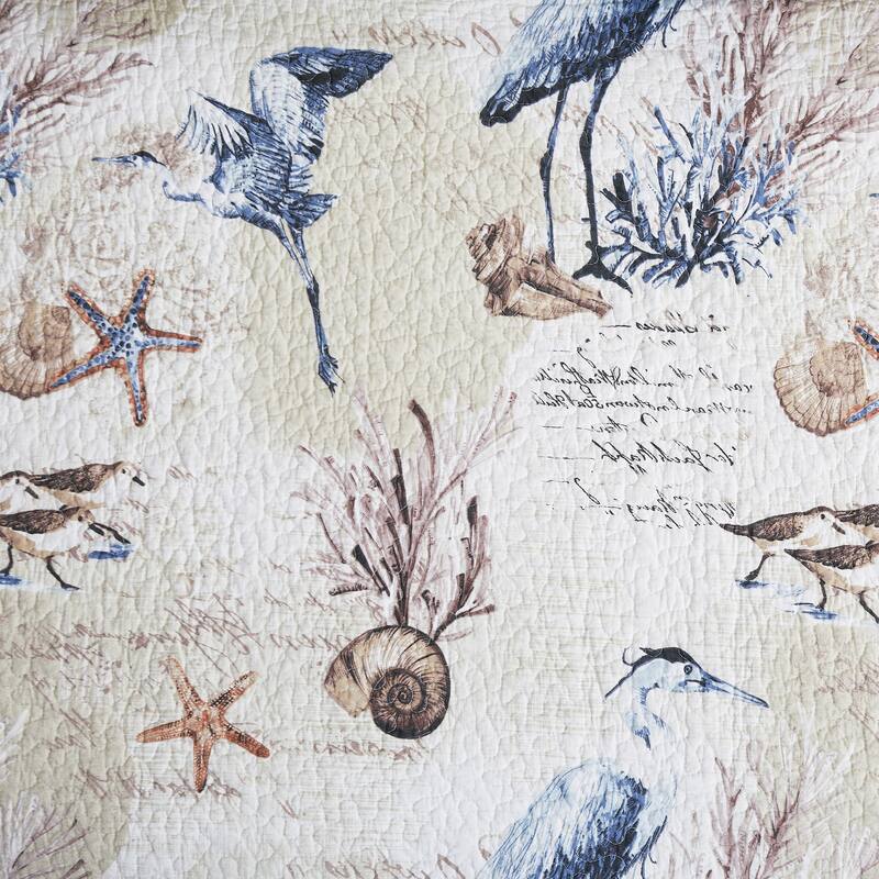 Brunswick Island Beach Coastal Cotton Quilt Set - Reversible and Machine Washable
