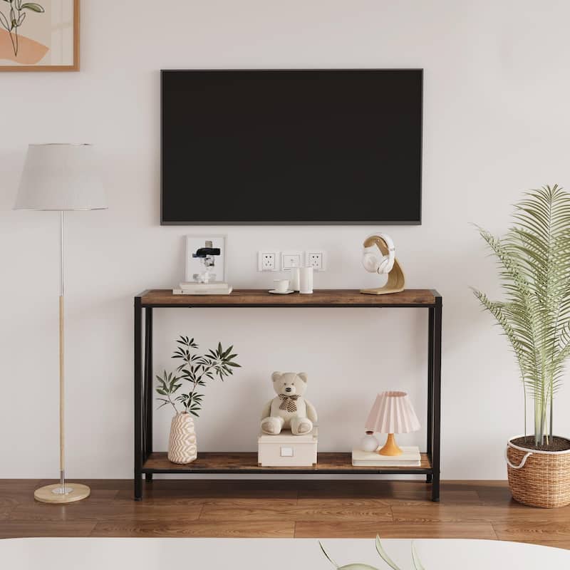 2-Tier Narrow Console Table, Stylish Sofa Side Table for Entryway