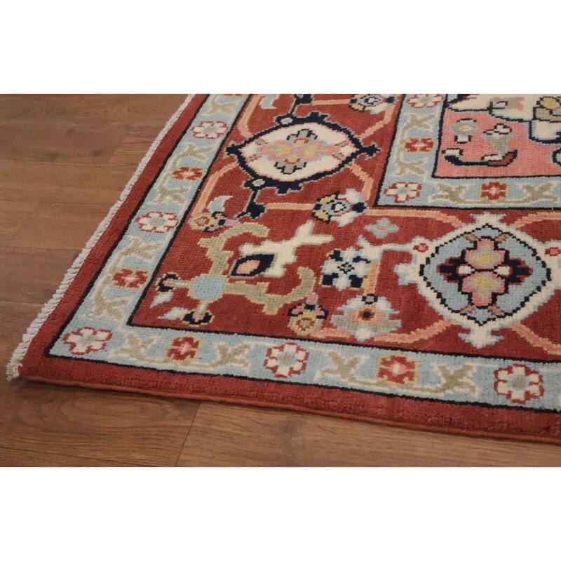 Hand Knotted Oriental 100% Wool Carpet Traditional Medallion Beige & Ivories Heriz (serapi) Area Rug - 8' 10'' X 5' 10''