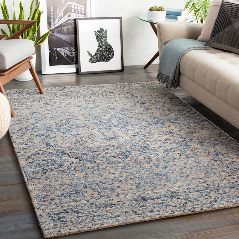Livabliss Ruthelen Handmade Tribal Wool Area Rug - Blue - 6' x 9'