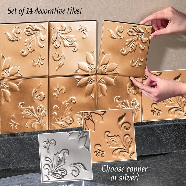 Tin Peel & Stick Raised Floral Pattern Backsplash, Kitchen, DIY Wall