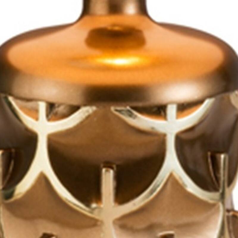 Gold Metal Bedside Table Lamp with White Cotton Drum Shade Rotary Switch - 16” x 16” x 28.5” (D x W x H)