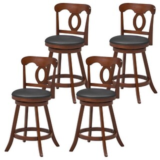 Gymax 4 PCS Swivel Bar Stools 24 Inch Counter Height Bar Chairs w ...