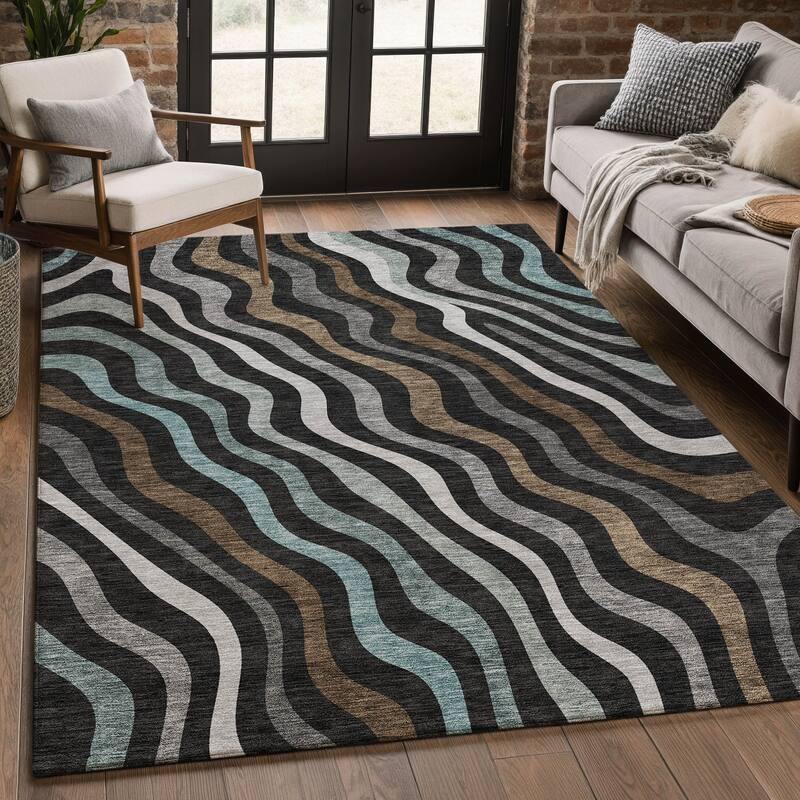 Machine Washable Indoor/ Outdoor Modern Eureka Chantille Rug