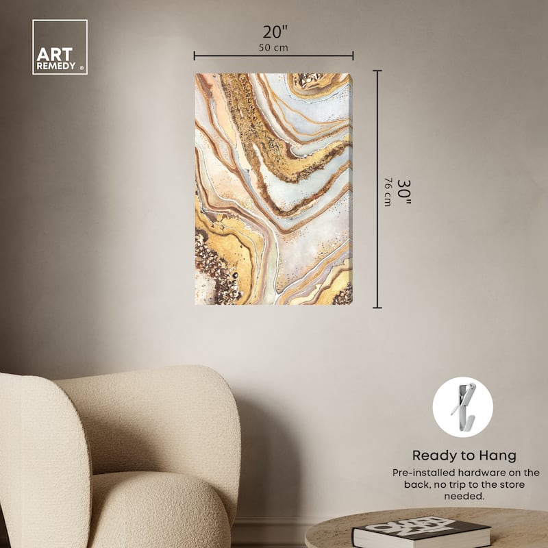 Art Remedy Golden Lines Gallery Wrapped Mineral, Agate & Geode 1 Piece Canvas Wall Art