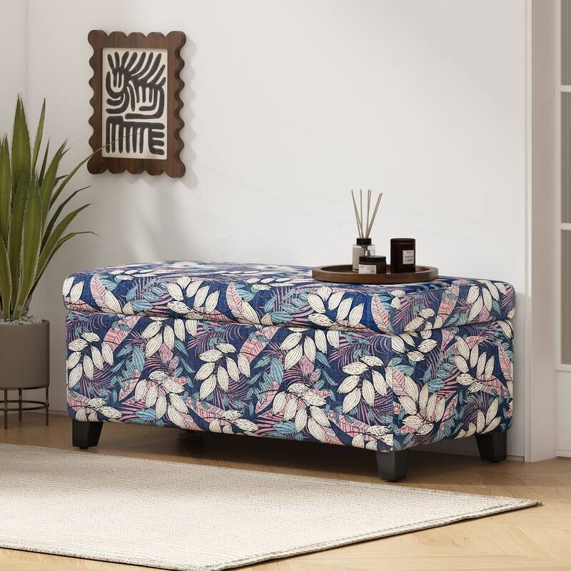 Versatile Floral Patterned Ottoman for Home with Hidden Compartment