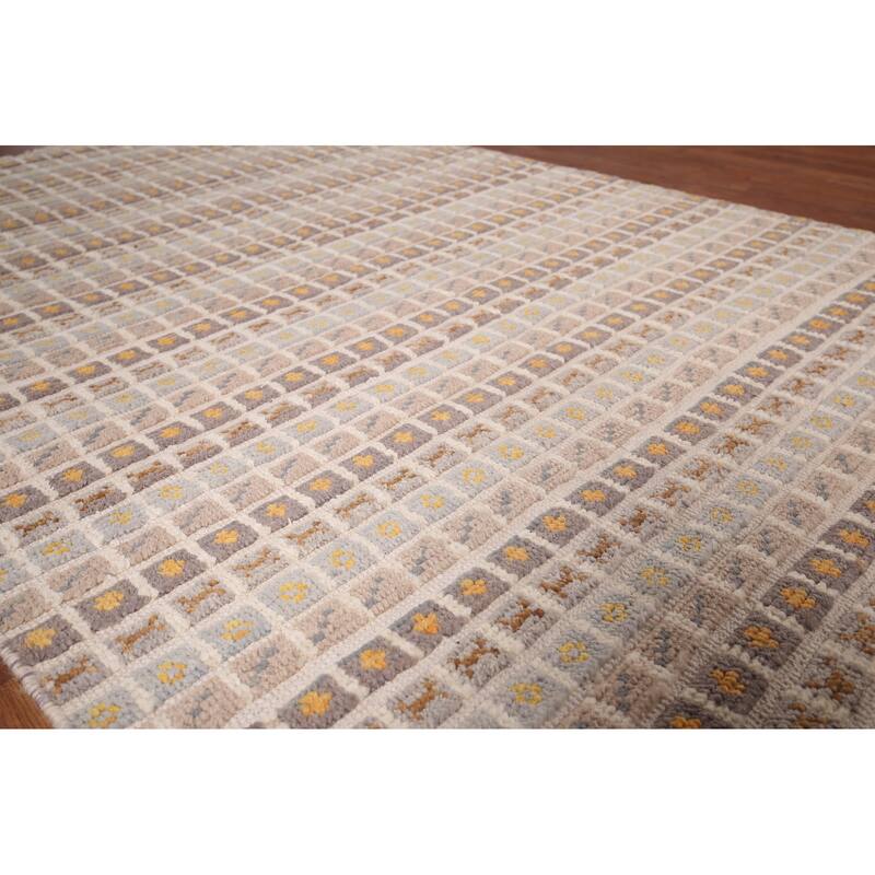 All-Over Checkered Moroccan Area Rug Handmade Wool Carpet - 4'11"x 7'6"