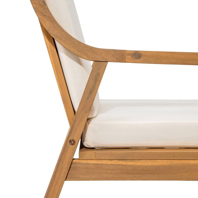 Round Patio Dining Table Set for 6 with Umbrella Hole Durable Acacia Wood Outdoor Furniture