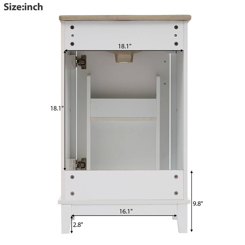 20" Modern Bathroom Vanity with Ceramic Sink, Soft-Close Door & Storage Shelf -Space-Saving Design.