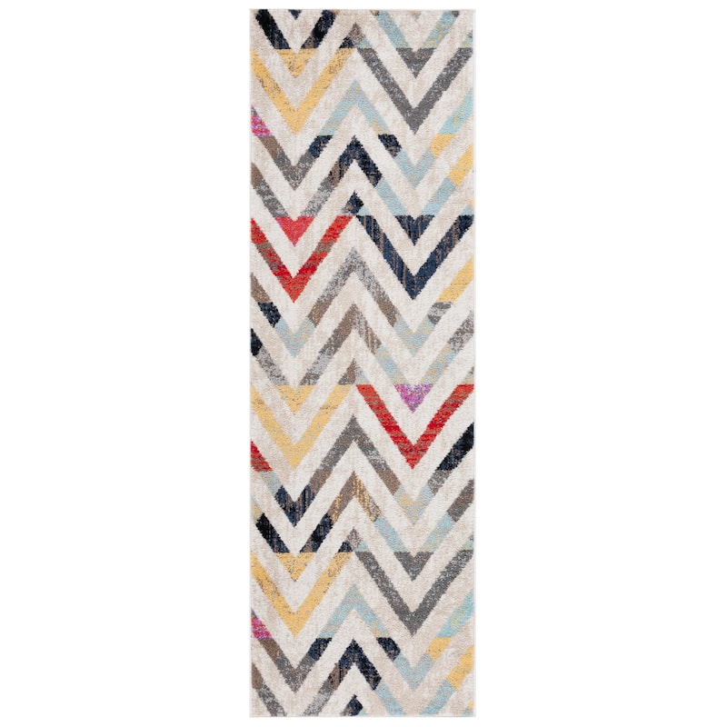SAFAVIEH Adirondack Esfira Contemporary Rug - 2'6" x 8' Runner - Ivory/Grey Rust